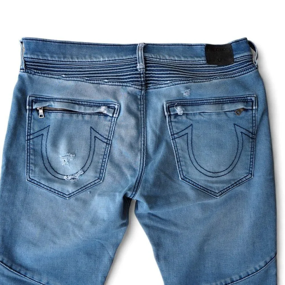 True Religion‎ Rocco Relaxed Skinny Jeans Medium Distressed Wash Men's 34